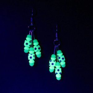 Uranium glass triple Fringe earrings